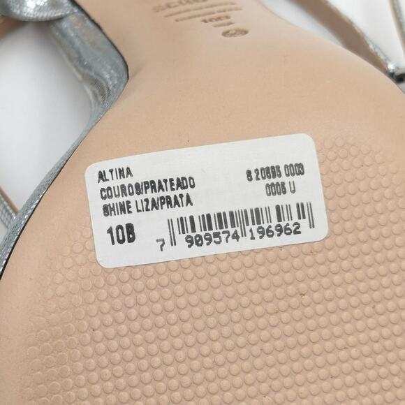 Schutz Altina Women's Embossed Leather Sandals Prata Silver Size US10B EU40 - Picture 10 of 10